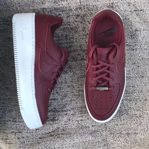 Nike Women's Burgundy and White Sneakers